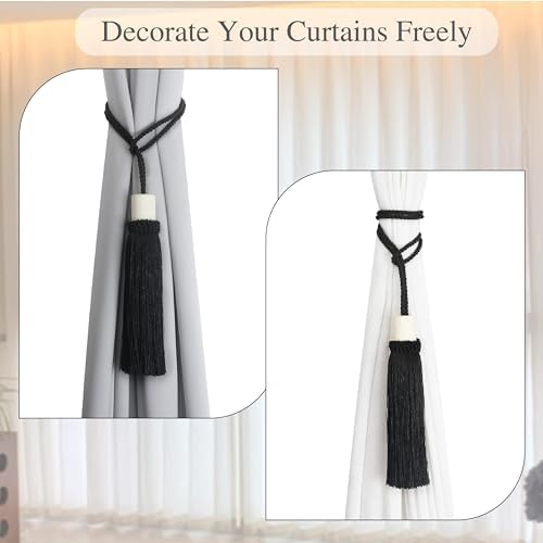 Curtain Tiebacks Rope Modern Holdbacks for Drapes 4 Pack