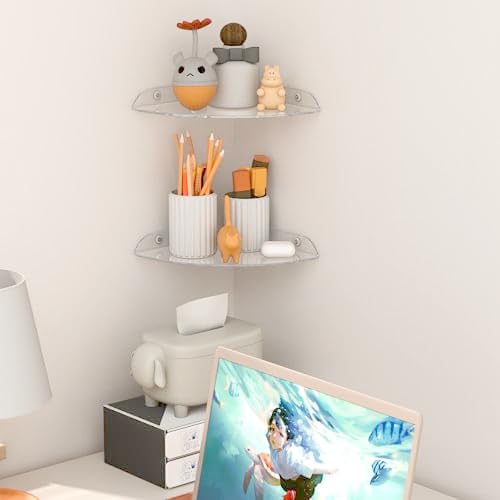 95x95 Inch Acrylic Corner Floating Shelf Set of 2