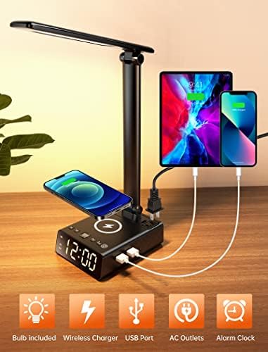 ELMWAY Alarm Clock with USB Charger and Outlets