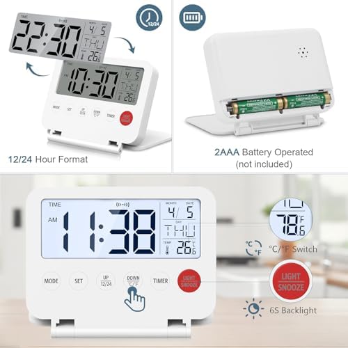 Ankilo Digital Travel Alarm Clock with Temperature and Countdown Timer