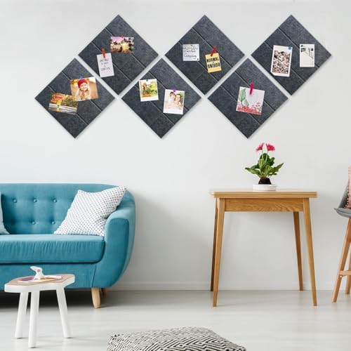 Yunihome Decorative Felt Bulletin Board Wall Tiles 6 Pack