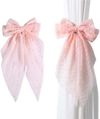 Pink Lace Bow Curtain Tiebacks 2Pcs