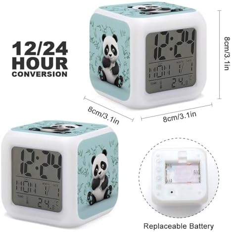 Panda Star 7-Color LED Alarm Clock with Night Light