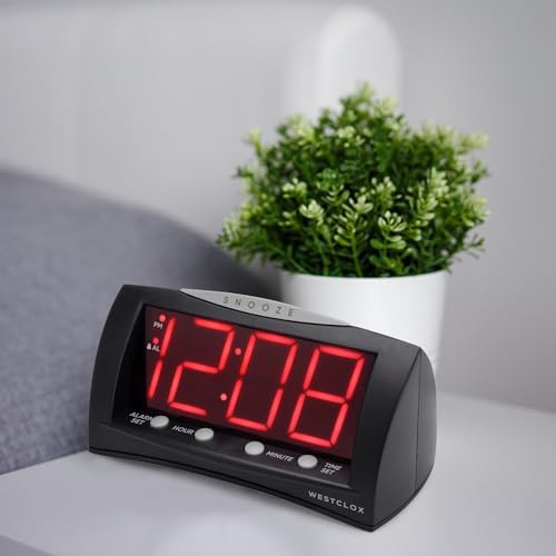Westclox Digital Alarm Clock with Large Red LED Display and Oversized Snooze Bar