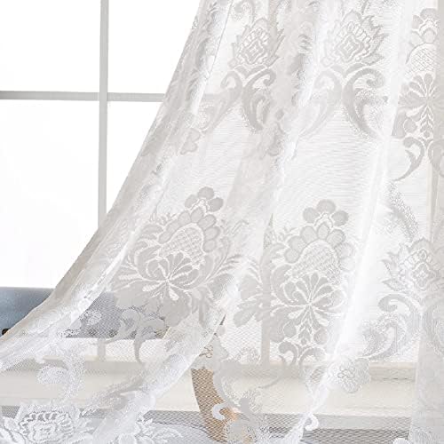 Premium Solid Color Damask Jacquard Embroidered Semi Sheer Curtains