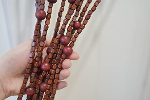 36 Inch x 72 Inch Hippie Boho Wooden Door Beaded Curtain Decor Set