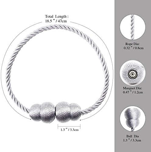 Magnetic Curtain Tiebacks 4 Pack Grey