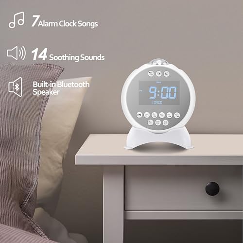 Kids Alarm Clock with Star Projector and Bluetooth Speaker