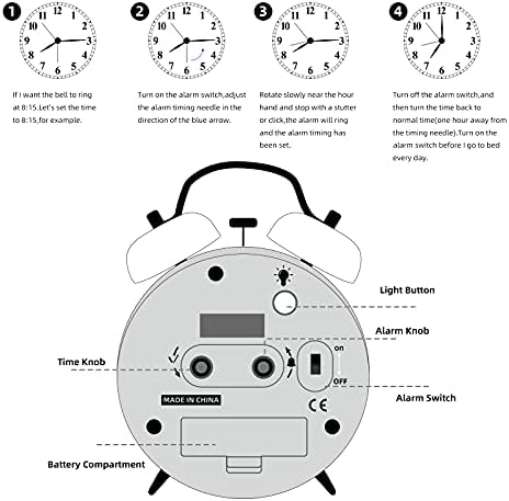 Loud Alarm Clock with Retro Bell and Backlight for Deep Sleepers