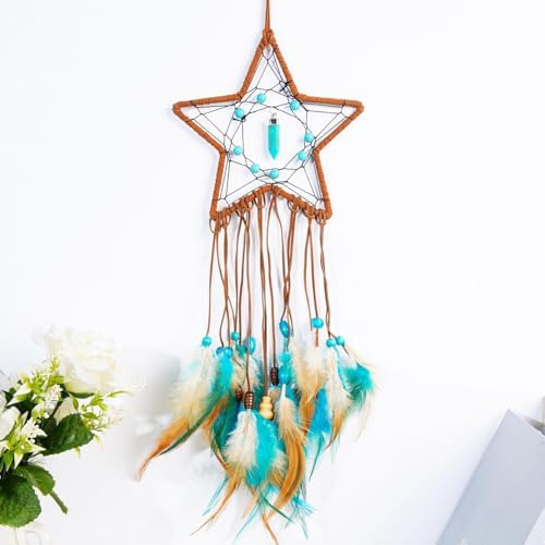2 Pack DIY Feather Dream Catcher Kits Turquoise Wall Hanging Boho Decor for Adults