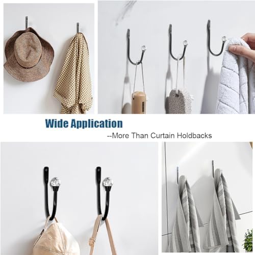 Crystal Decorative U-Shaped Curtain Holdback Copper Finish with Glass Ball Finial Wall Mounted 2-Pack