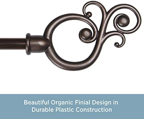Kenney Valencia Large Scroll End Window Rod 28-48 Adjustable Chocolate Finish