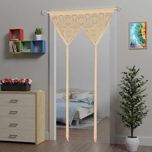 2 Pcs Boho Lace Door Curtain Panels for Bedroom Kitchen Doorways