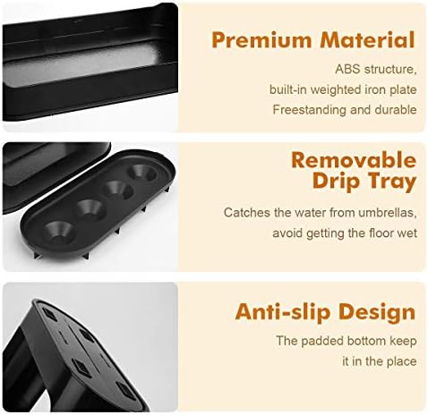 DricRoda Umbrella Stand with Drip Tray 4 Umbrella Holder Black