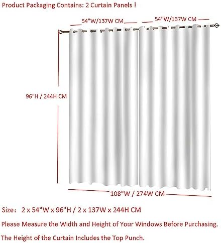 Homxi 2 Panel Blackout Curtains Set for Bedroom
