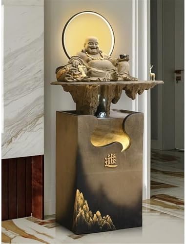 Yellow Floor-Standing Waterfall Fountain for Home Decor