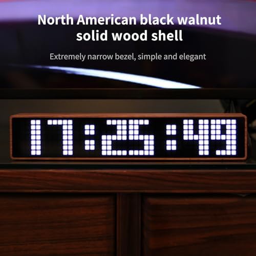 Creative LED Clock Solid Wood Design WiFi Sync Weather Display Voice Chime Multi-Use Decor