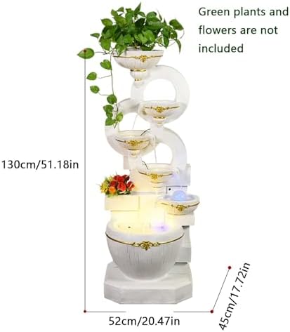 Modern Yellow Floor Standing Water Fountain Decor with Light