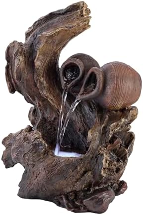 Alpine Corporation 14 Inch Tall Indoor Tabletop Fountain with LED Lights