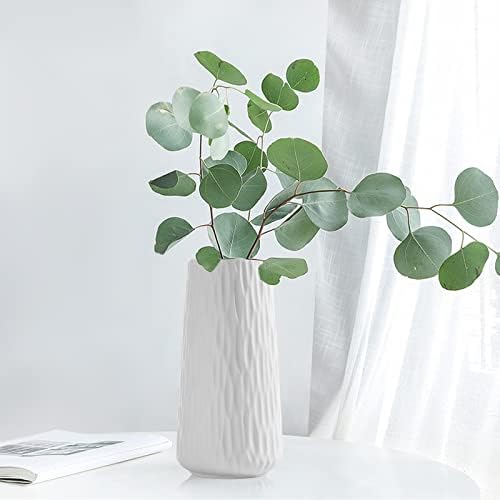 COPOTEA 8 Inch White Ceramic Vase for Home Decor
