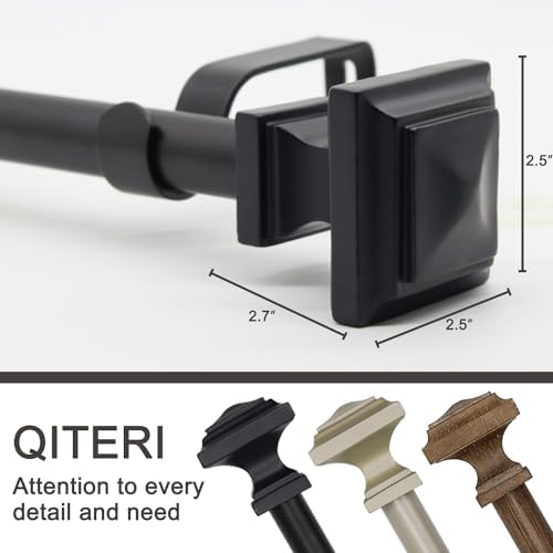 QITERI Black Adjustable Curtain Rod 32-88 Inches