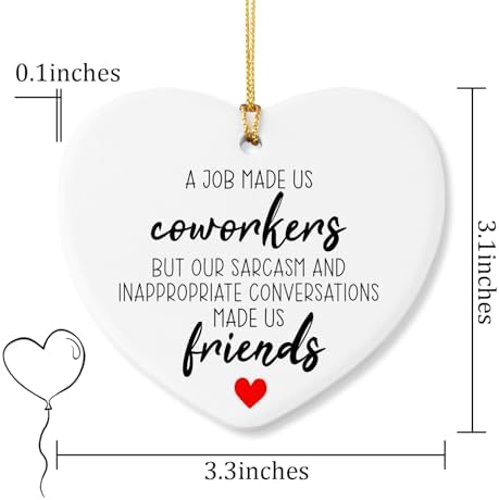 Farewell Gift Heart Plaque for Coworkers Christmas Ornament Keepsake Sign