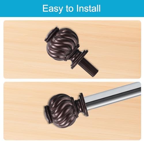 Uxcell Curtain Rod Finials 2Pcs Brown 19mm