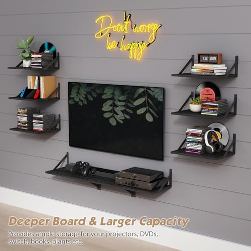 Forbena 3-Piece Black Floating Shelves for Wall