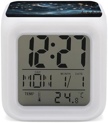 Nightsky Hanging Moon Stars Alarm Clock with Night Light