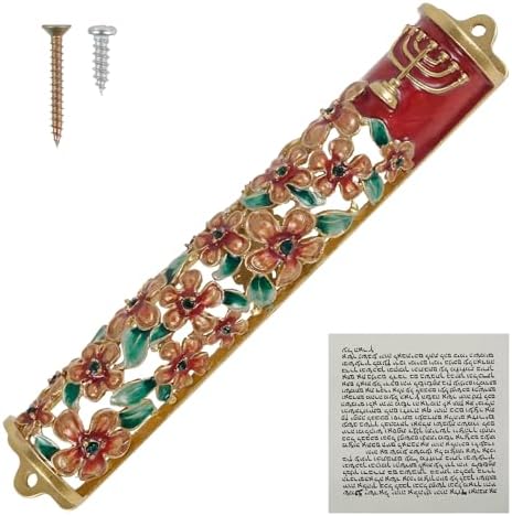 Hand Painted Golden Mezuzah Decorative Zinc Alloy Enamel Mezuzah Easy Install