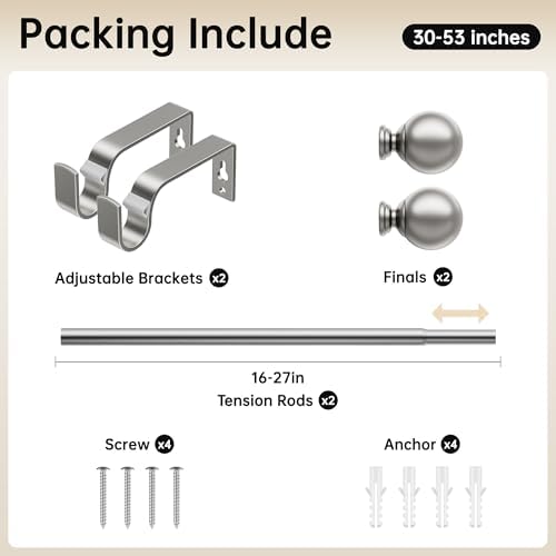 Adjustable Extendable Curtain Rods 30-53 Inches