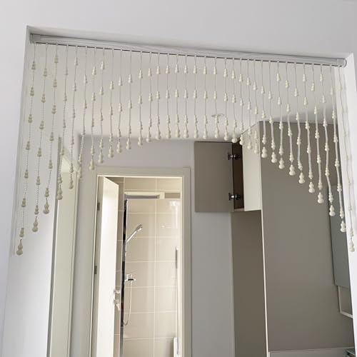 Natural Wood Bead Curtain with Gourd Design