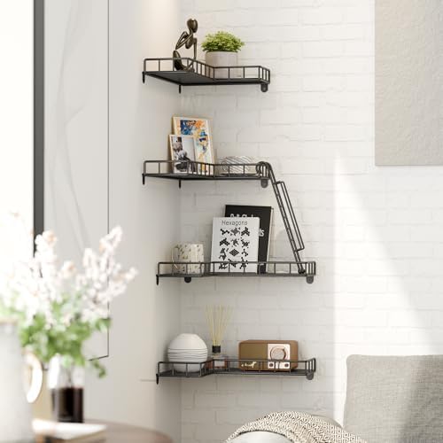 Fire Escape Wall Shelf 4 Tier Metal Corner Display
