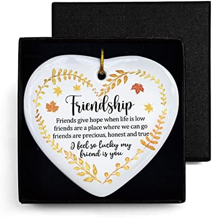 PNTKION Friendship Heart Ceramic Hanging Ornament Keepsake Sign