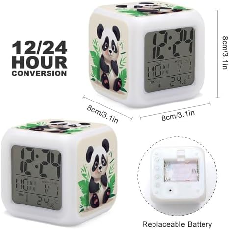 Panda Star LED Alarm Clock with 7 Color Nightlight