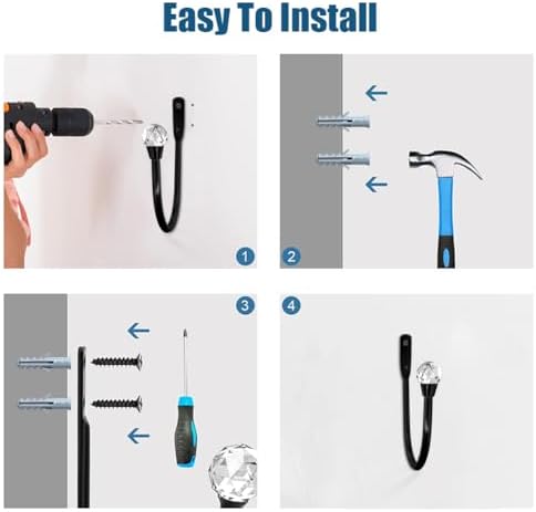 Crystal Decorative U-Shaped Curtain Holdback Copper Finish with Glass Ball Finial Wall Mounted 2-Pack