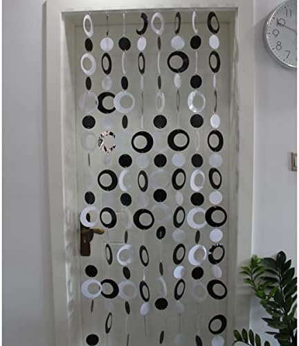 QueenBox 63in 8pcs Round Sequin Beaded Curtain