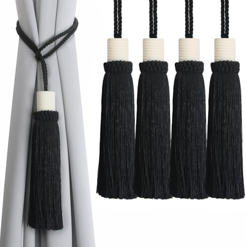 Curtain Tiebacks Rope Modern Holdbacks for Drapes 4 Pack