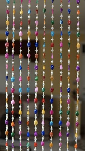 5-Piece Colorful Beaded Curtain Set - 5ft Decorative Boho Panels