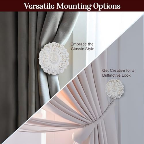 THDC Wall Mounted Floral Curtain Holdbacks - Pack of 2