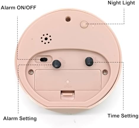 HIQU and HIST 4 Inch Pink Alarm Clock with Backlight