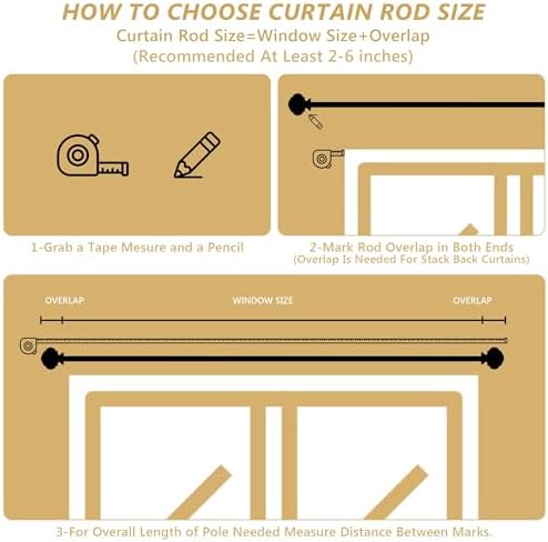 Gold Curtain Rods for Windows 48-84 Inches Adjustable Heavy Duty with Lantern Ball Finials