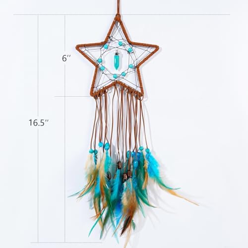 2 Pack DIY Feather Dream Catcher Kits Turquoise Wall Hanging Boho Decor for Adults