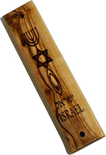Holy Land Market Olive Wood Messianic Mezuzah Case 5 Inch Door Decor