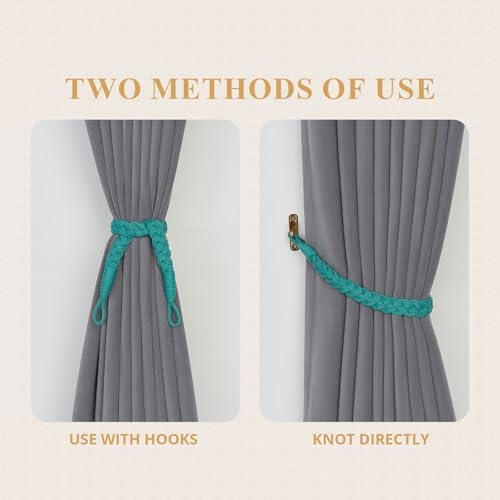 NICEEC 4 Pack Natural Cotton Rope Curtain Tiebacks