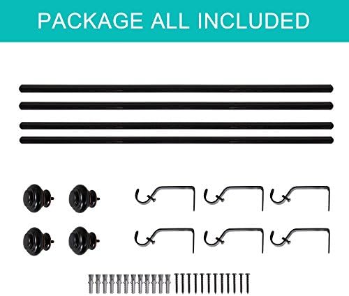Turquoize Black Adjustable Single Curtain Rod 2 Pack