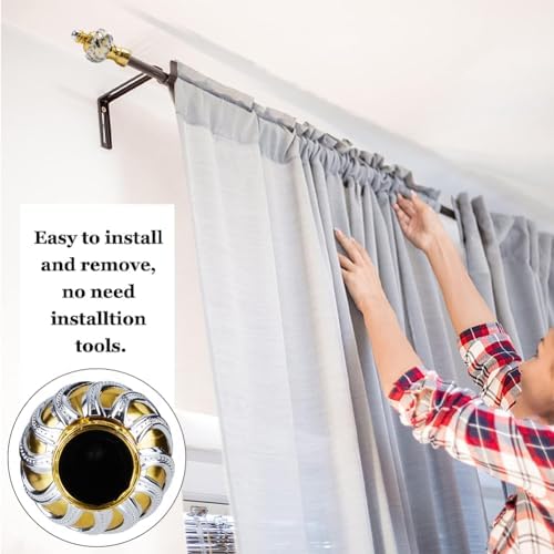 GORGECRAFT 4PCS Gold Curtain Rod Finials Ends Caps