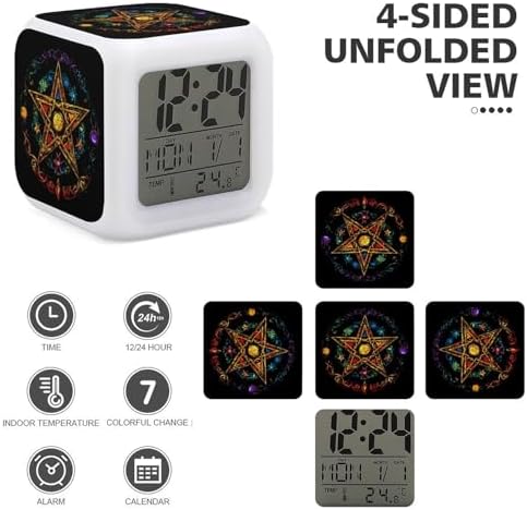 Color Changing LED Alarm Clock with Pentagram Design