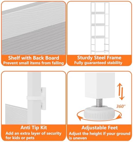 Furnulem 4-Tier Corner Bookshelf with Drawers