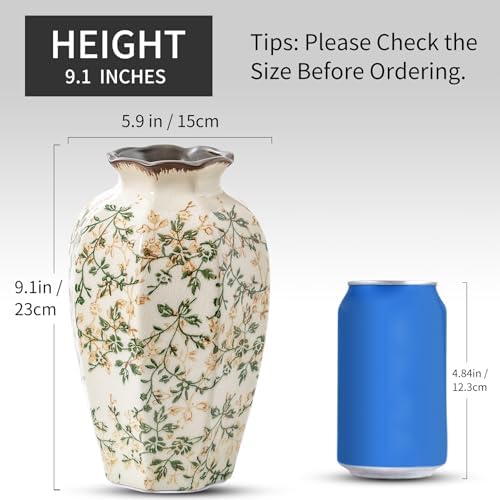 Vintage Pastoral Octagonal Ceramic Vase 91 Inch